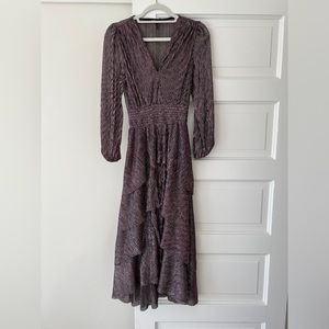 MAJE STRETCH LUREX RUFFLE DRESS SZ 6